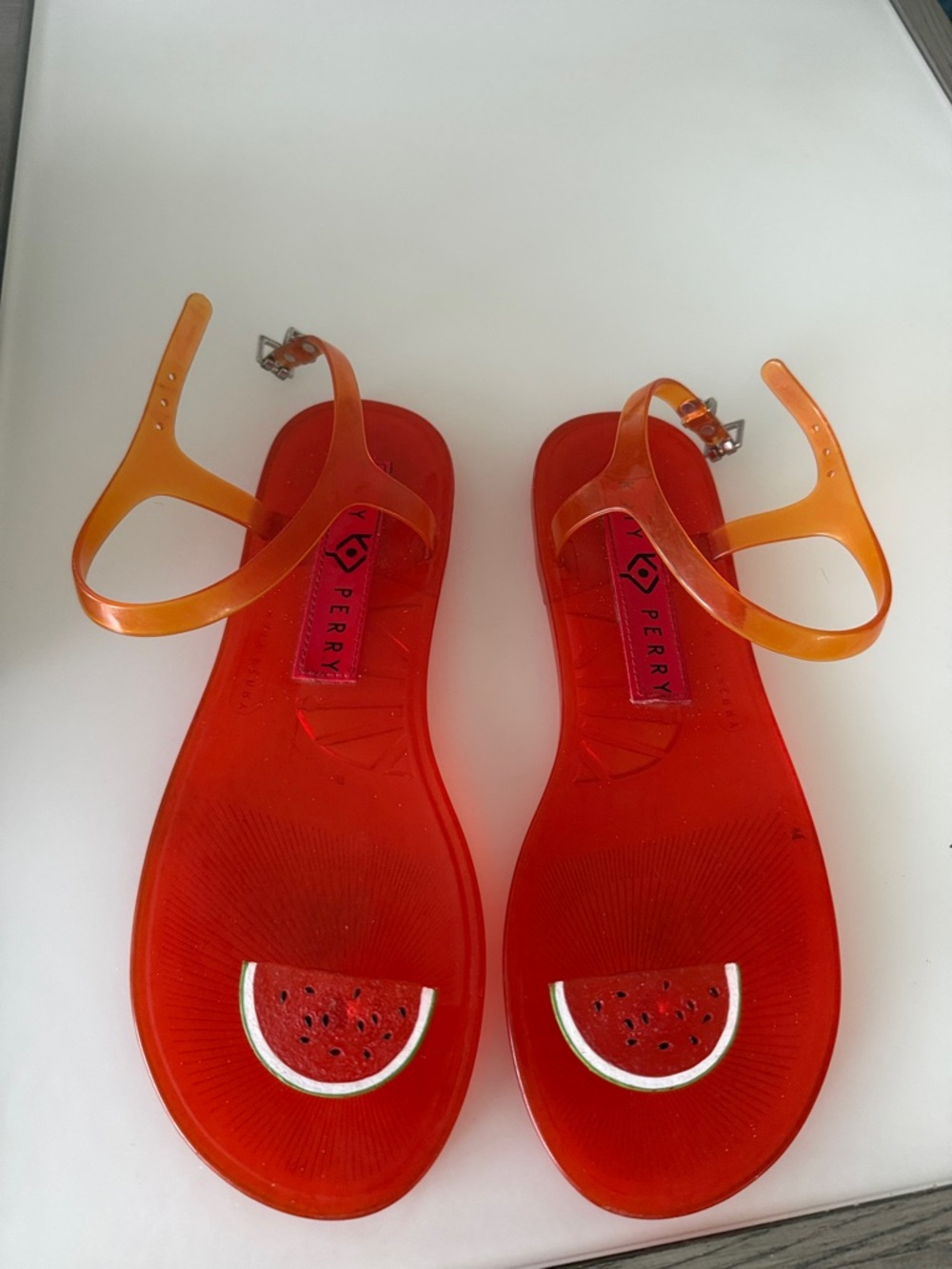 Katy Perry Women's Orange Jelly Sandals with Watermelon Accent